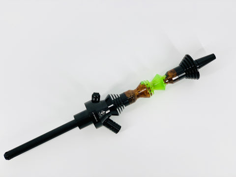 B2 Hookah® Precious Cut Collection™ Lightsaber Green & Walnut Burl Wood - Hookah Junkie