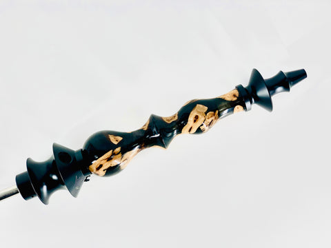 Regal Queen Stem Custom Gold Black Wine Wood - Hookah Junkie