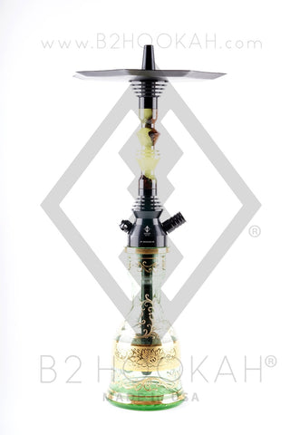 B2 Hookah Precious Cut Collection™ Blonde Green Glow & Walnut Burl Wood - Hookah Junkie