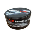 360 Sarma Blackcurrant Basil hookah tobacco can with black label on a white background