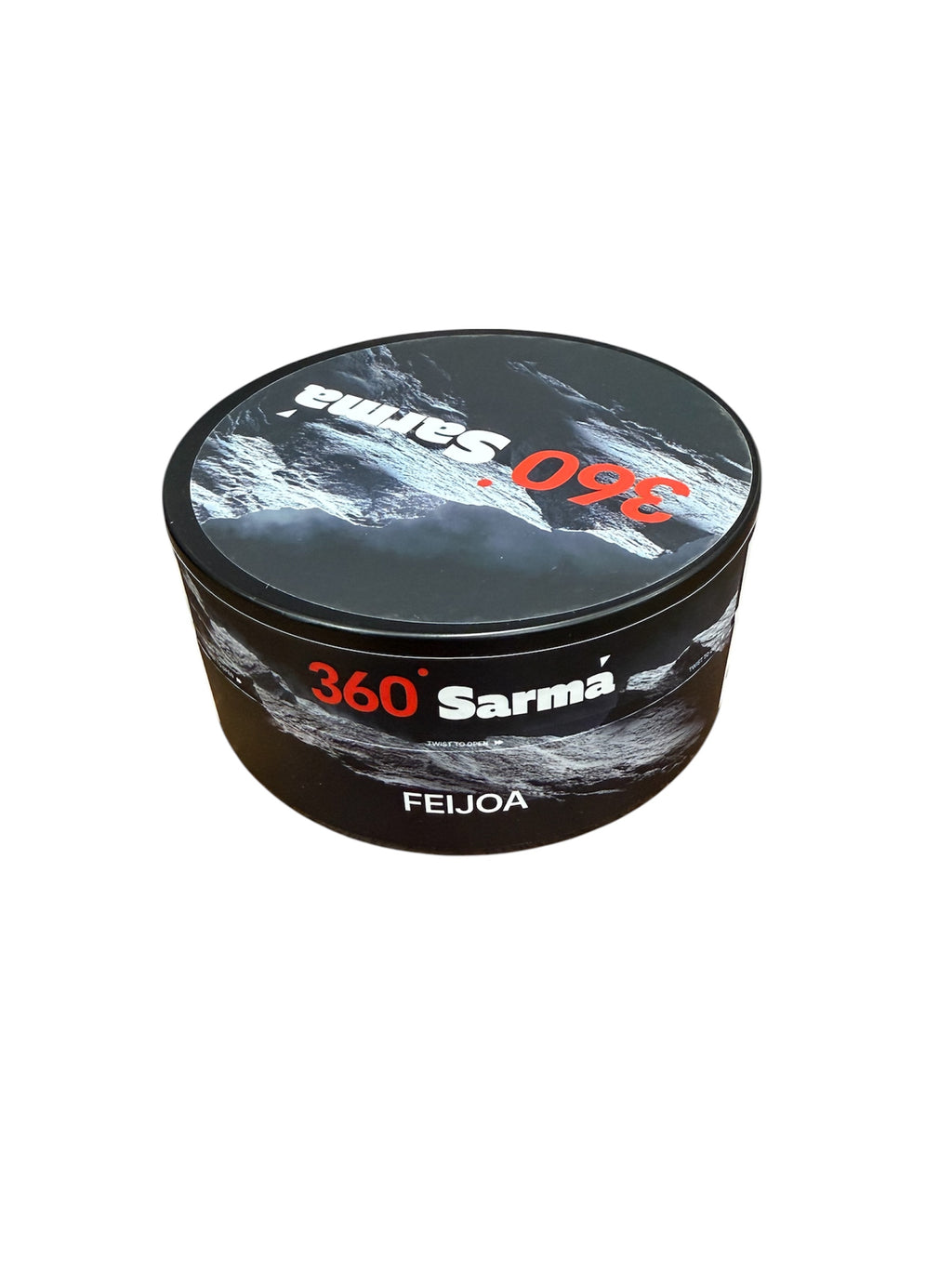 360 Sarma feijoa hookah tobacco can on a white background
