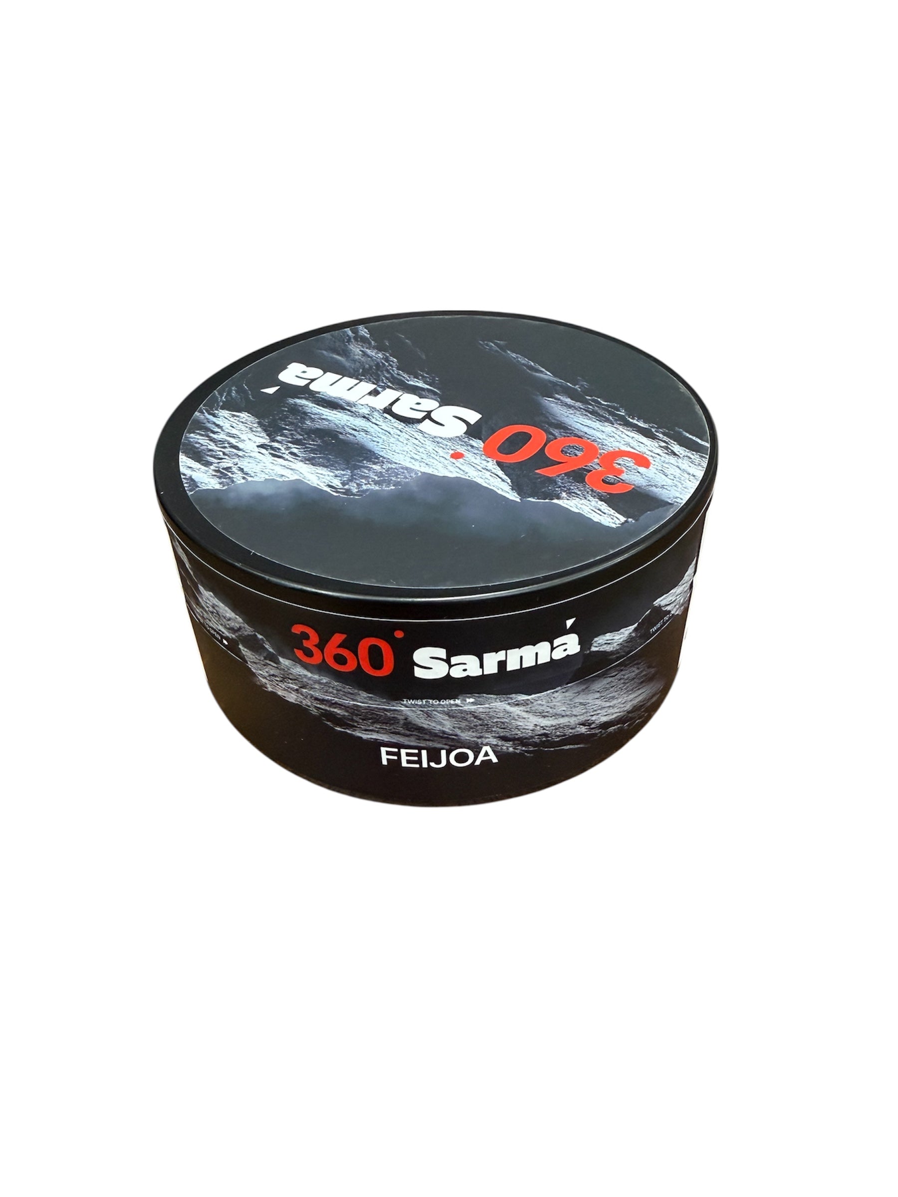 360 Sarma feijoa hookah tobacco can on a white background