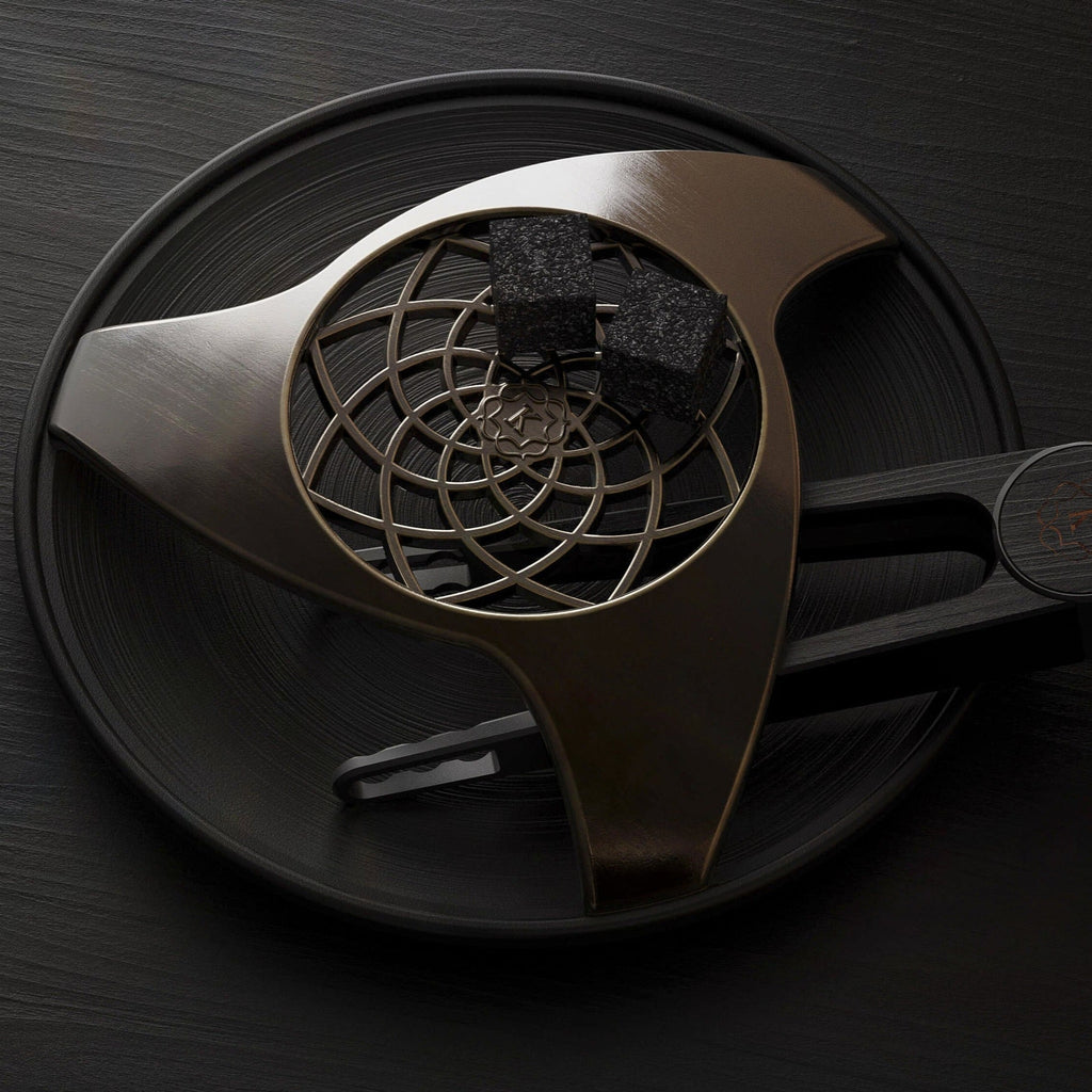 Aeras Bronze Lace Charcoal Holder And Ash Tray, top down view