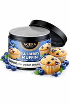 Agera Blueberry Muffin hookah tobacco 250g container with blueberry muffins and fresh blueberries