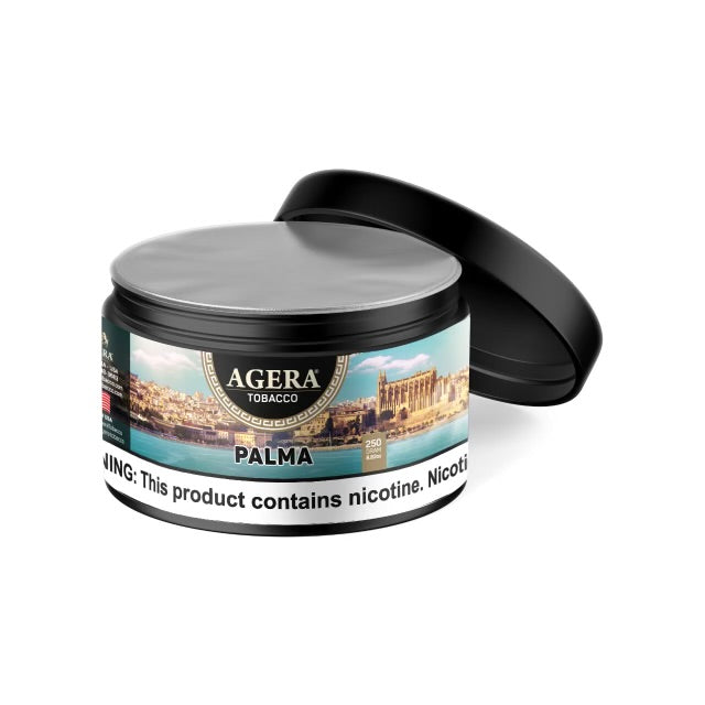 Agera Palma hookah tobacco 250g container with smooth tropical flavor profile