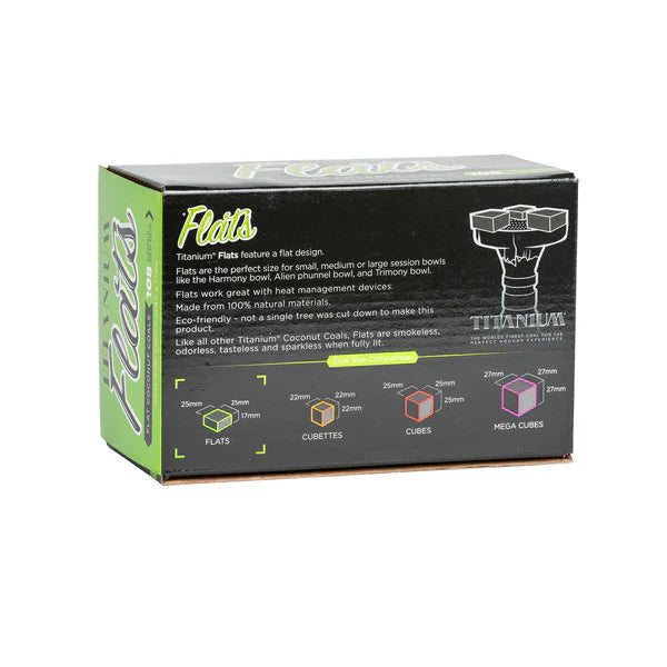 Titanium Coconut Coal 108ct 1Kg Box 'FLATS' - Hookah Junkie
