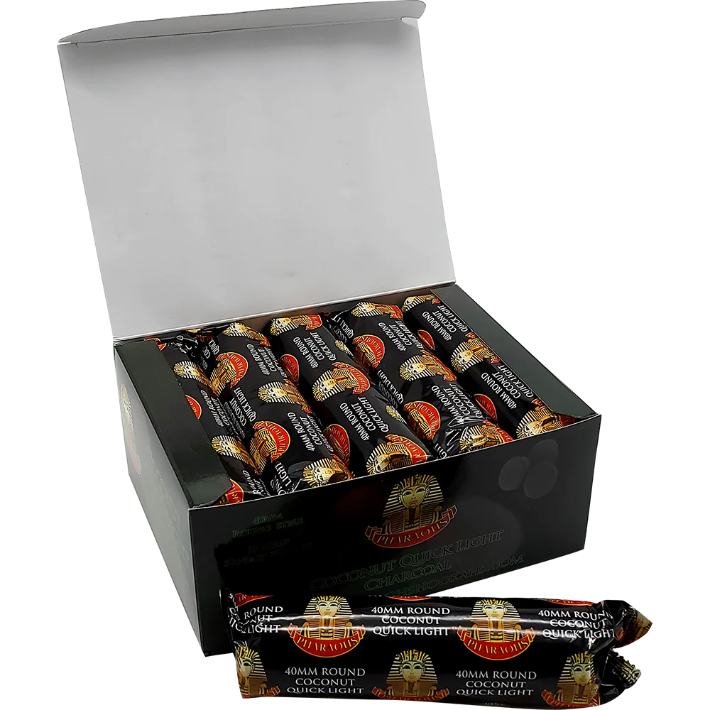 Pharaoh's Coconut Quick Light Charcoal 40mm - Hookah Junkie