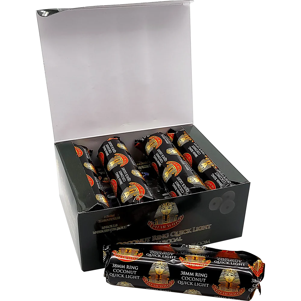 Pharaoh's Coconut Ring Quick Light Charcoal 38mm - Hookah Junkie