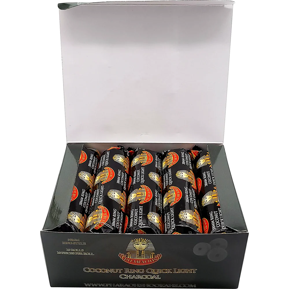 Pharaoh's Coconut Ring Quick Light Charcoal 38mm - Hookah Junkie