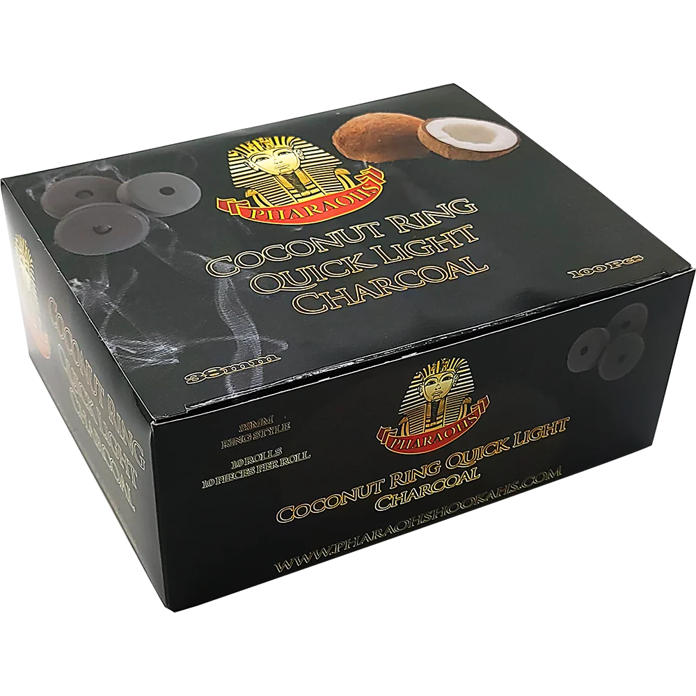 Pharaoh's Coconut Ring Quick Light Charcoal 38mm - Hookah Junkie
