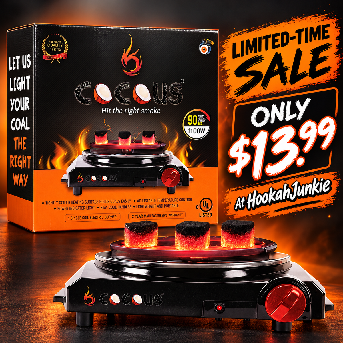 COCOUS Hookah Burners 1000W Large