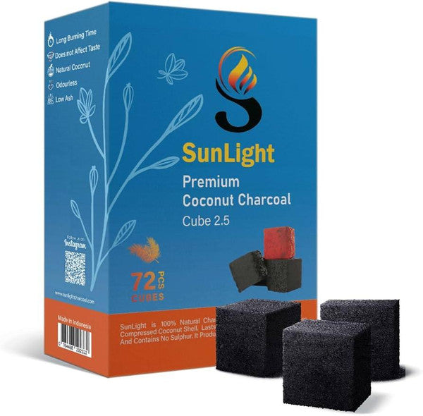 Sun Light Charcoal 72 piece cube - Hookah Junkie