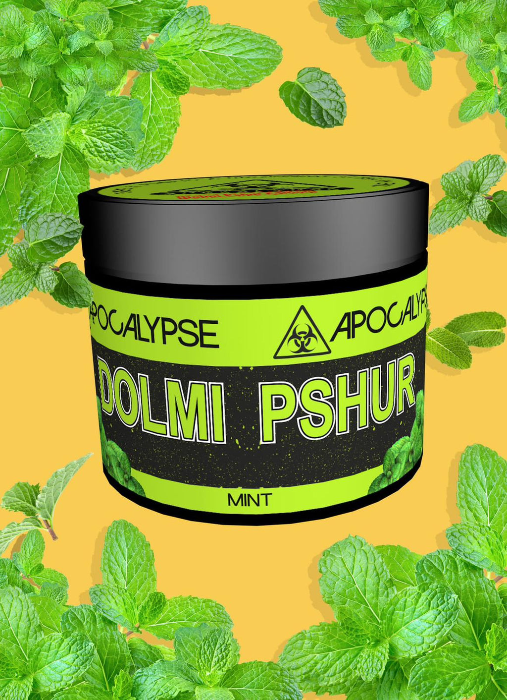 Apocalypse Dolmi Pshur Mint hookah shisha tobacco available at HookahJunkie