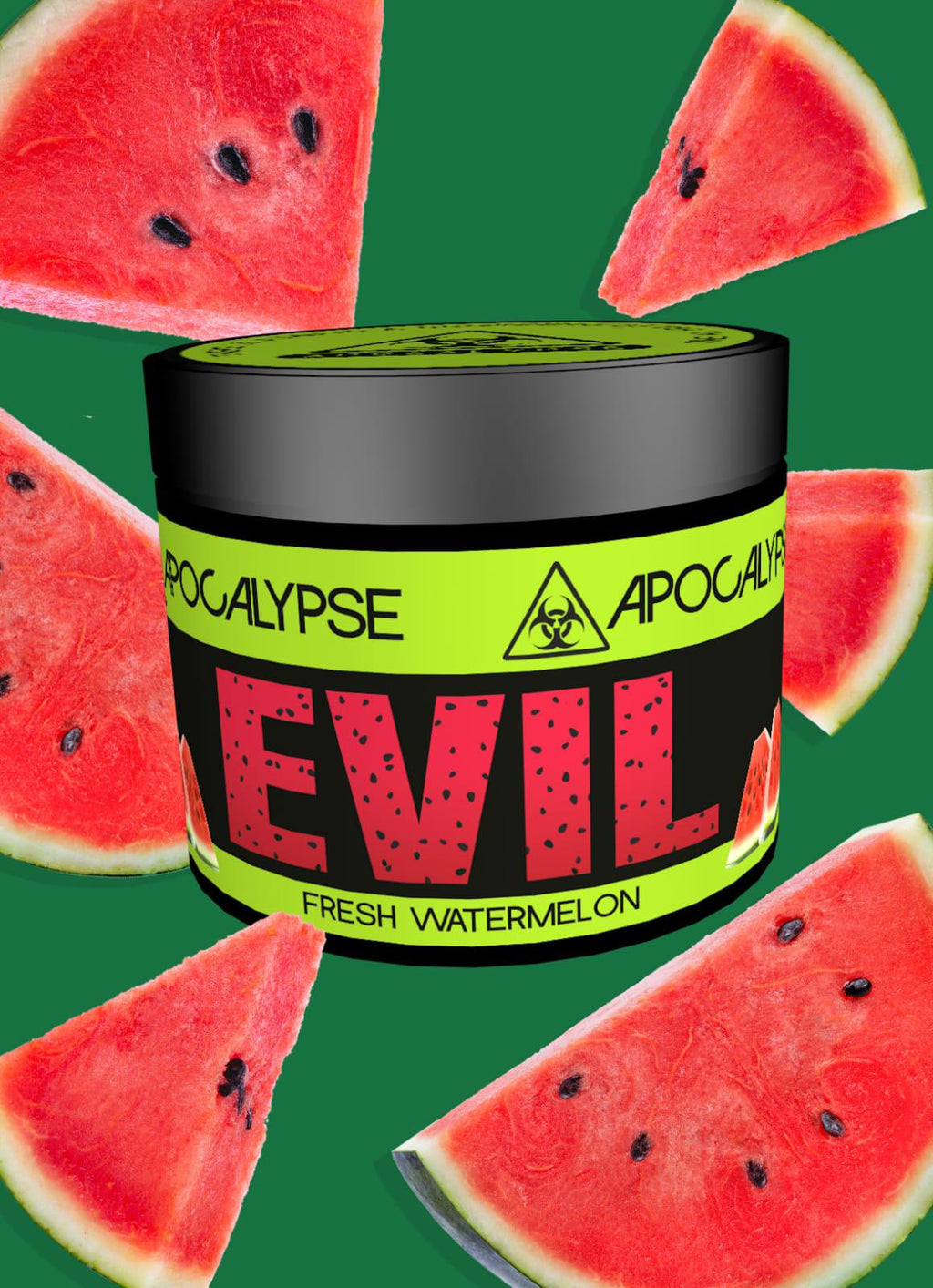 Apocalypse Evil Fresh Watermelon hookah shisha tobacco available at HookahJunkie
