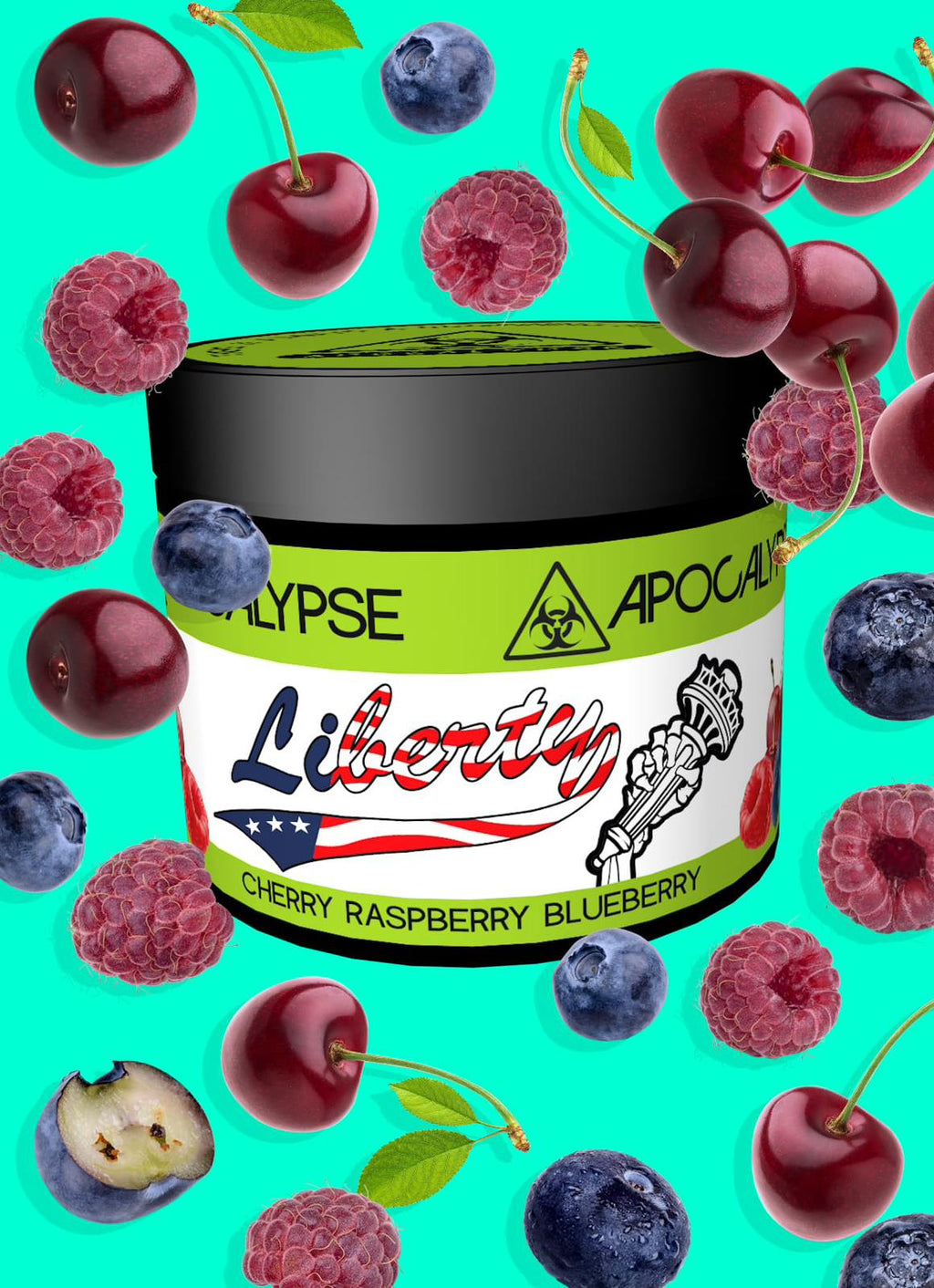 Apocalypse Liberty Cherry Raspberry Blueberry hookah shisha tobacco available at HookahJunkie