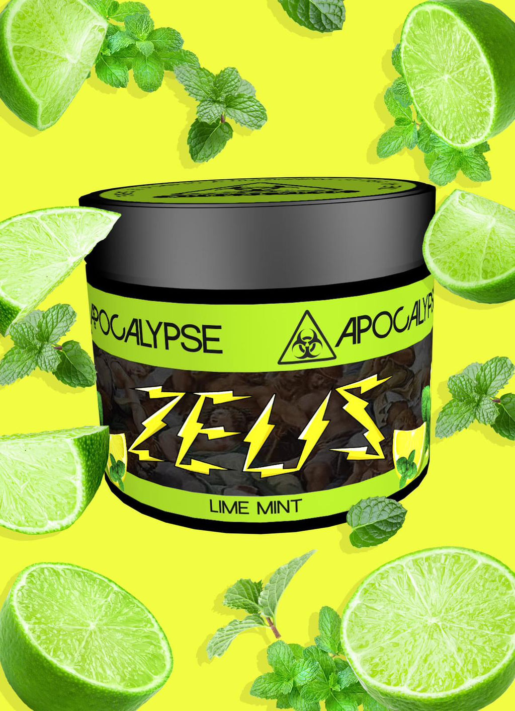 Apocalypse Zeus Lime Mint hookah shisha tobacco available at HookahJunkie