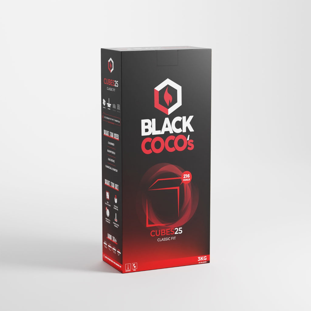 Blackcoco 25mm cube hookah charcoal 3kg box premium coconut coals