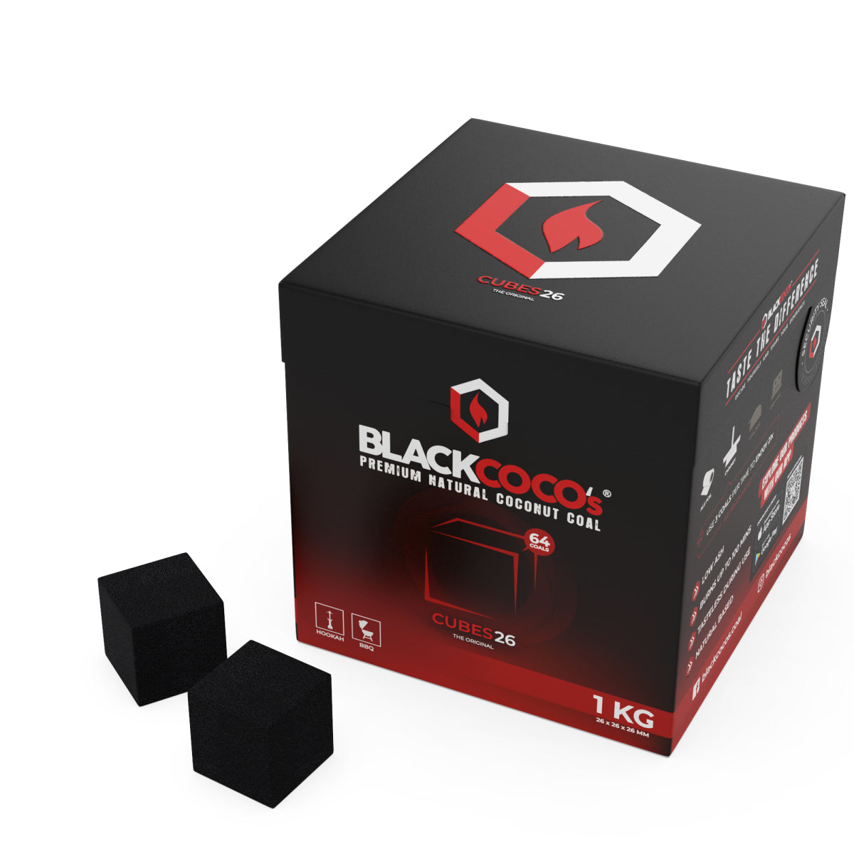 Blackcoco cubes 26mm hookah charcoal 1kg premium natural coconut coals