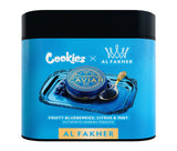 Cookies x Al Fakher Blueberry Caviar hookah tobacco featuring fruity blueberries, citrus, and mint
