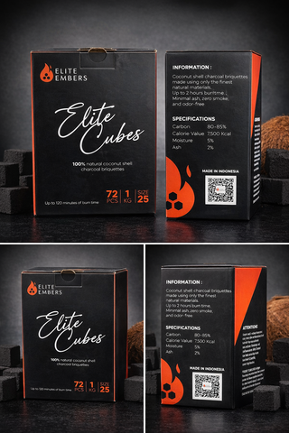 Elite Embers Coconut Charcoal Cubes 25mm 72 Pieces Natural Hookah Charcoal Low Ash Long Lasting – Hookah Junkie