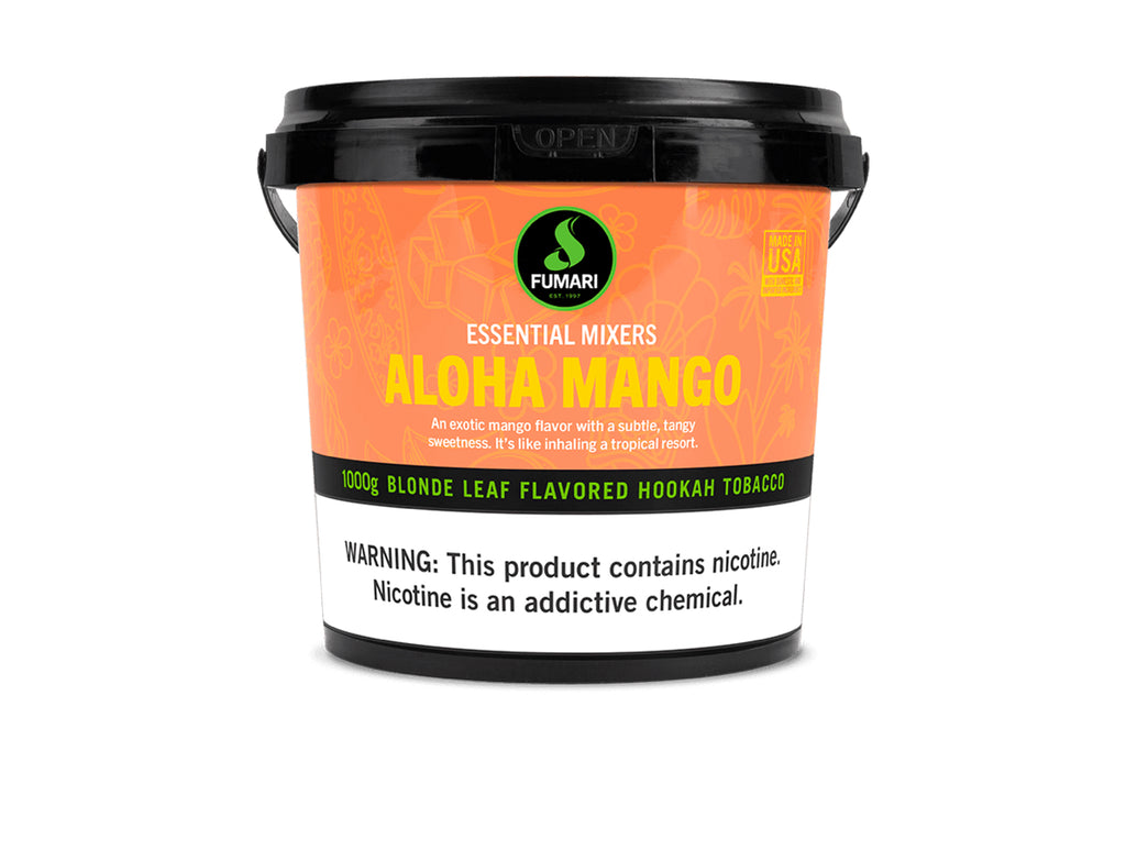Fumari Aloha Mango hookah tobacco, blonde leaf shisha with sweet tropical mango flavor