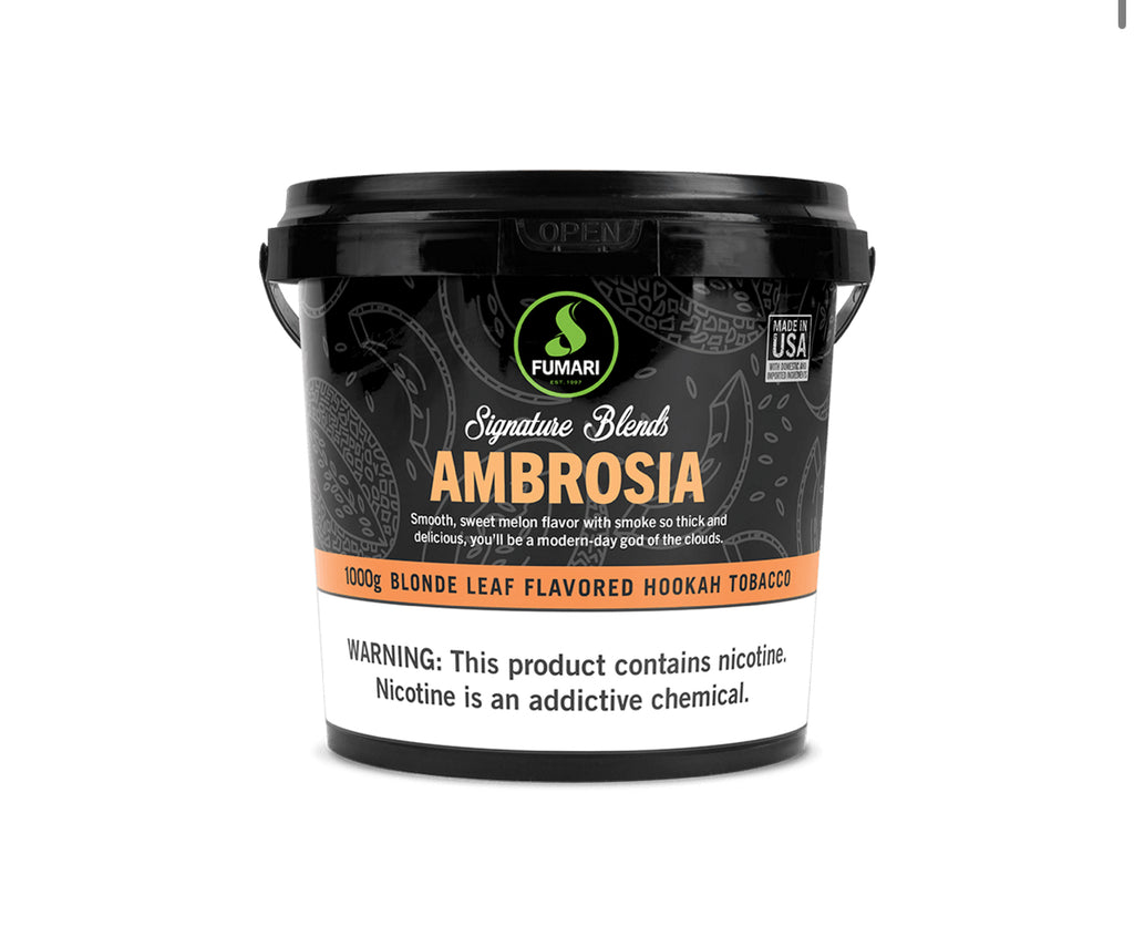 Fumari Ambrosia hookah tobacco, blonde leaf shisha with smooth sweet melon flavor