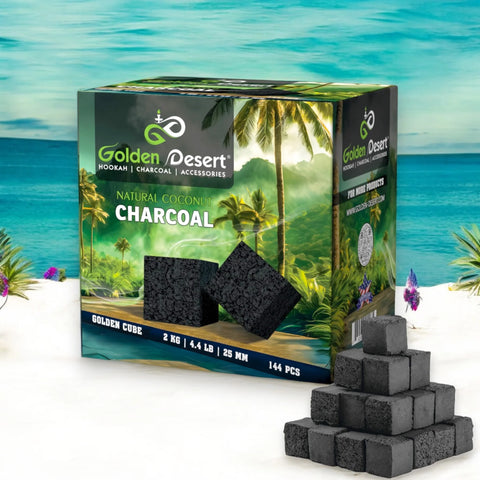 Golden Desert Coconut Charcoal Large Cubes 2KG for Hookah Smoking