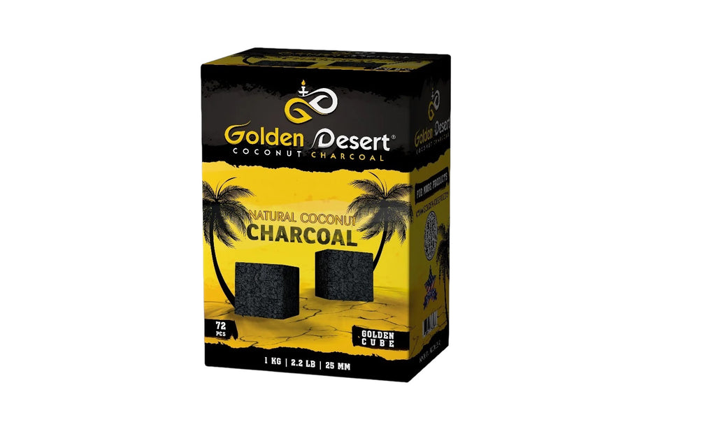 Golden Desert Natural Coconut Charcoal Large Cubes 1kg 25mm for Hookah