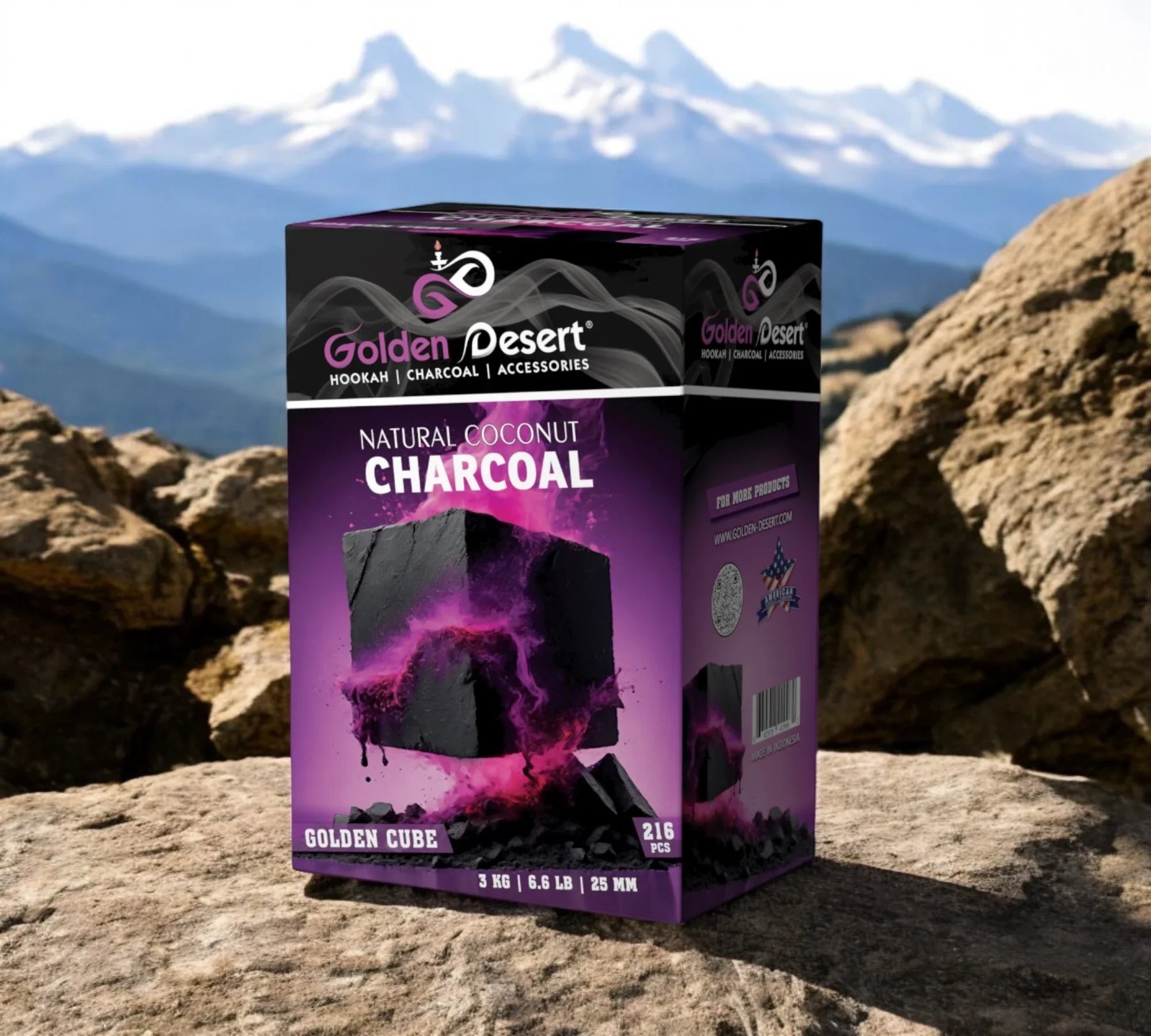 Golden Desert Natural Coconut Charcoal Large Cubes for Hookah