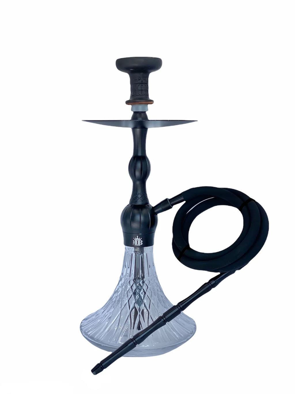 JACK 20-inch black hookah with cut glass base and black hose