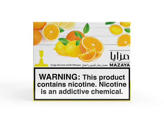 Mazaya Orange with Lemon and Mint hookah tobacco 250g shisha with citrus orange, lemon, and cooling mint flavor
