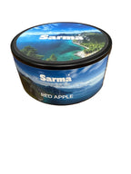 Sarma Red Apple hookah tobacco can with blue scenic label on a white background