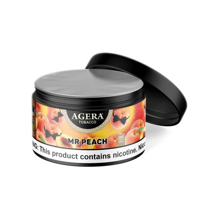 Agera Mr. Peach hookah tobacco 250g container with rich sweet peach flavor