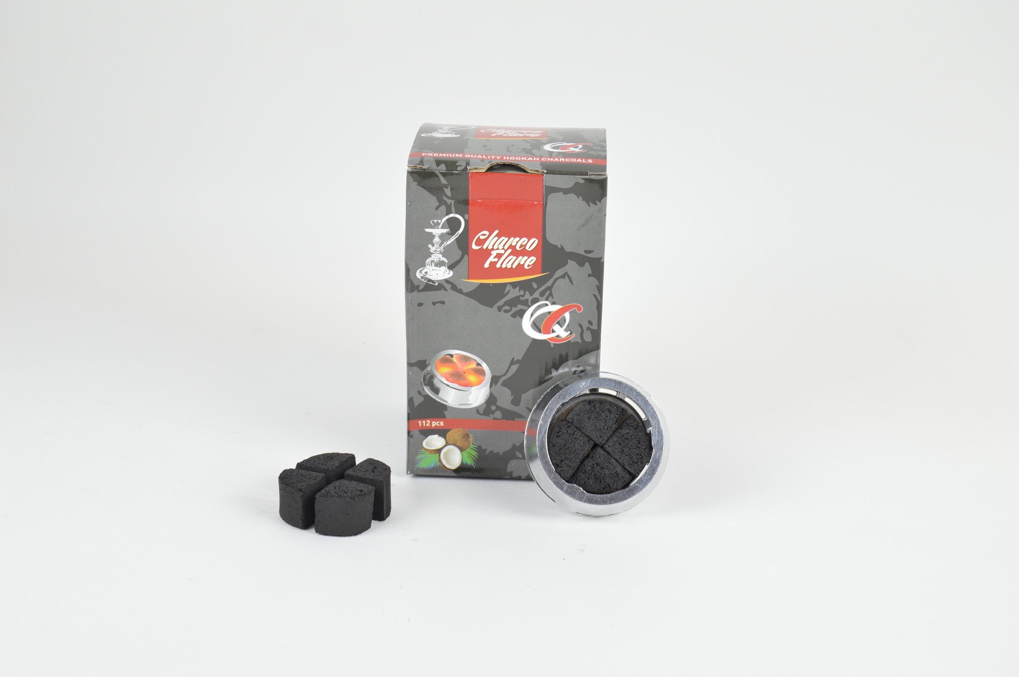 Charco Flare Coconut Coal 112pcs Lotus Cut. - Hookah Junkie