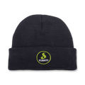 BEANIE - BLACK WITH GREEN CIRCLE LOGO PATCH - Hookah Junkie