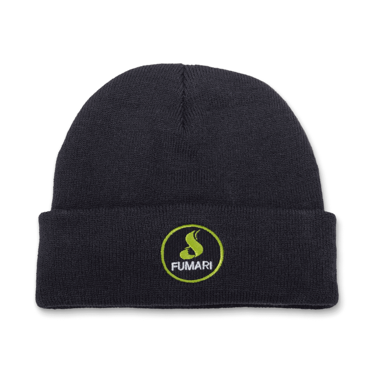 BEANIE - BLACK WITH GREEN CIRCLE LOGO PATCH - Hookah Junkie