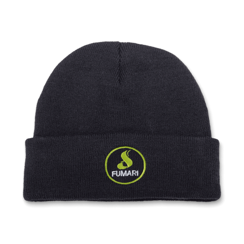 BEANIE - BLACK WITH GREEN CIRCLE LOGO PATCH - Hookah Junkie