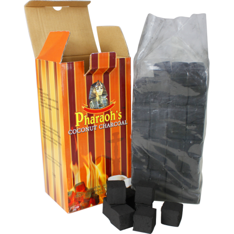 Pharaohs Coconut Charcoal - 1 Kilo Box Square Cut Cut - Hookah Junkie