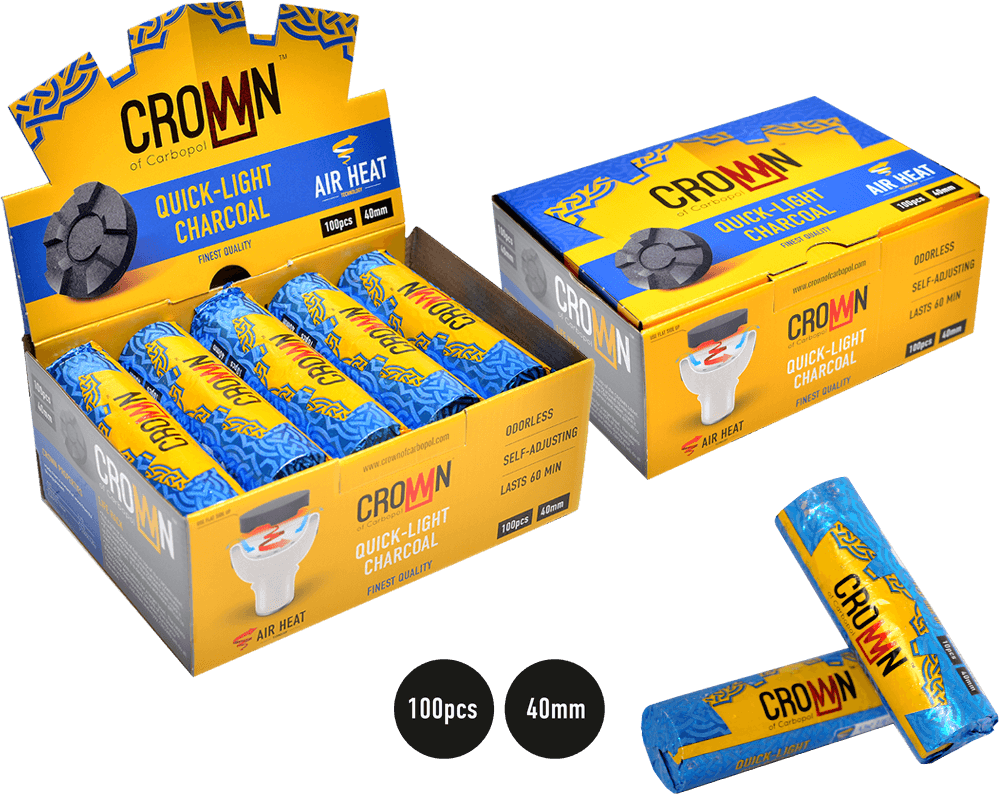 Crown Quick-Light Charcoal - Hookah Junkie