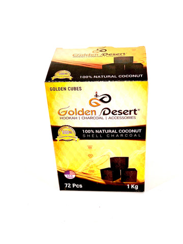 Golden Desert Coconut Charcoal Large Cubes 1KG 72 Pieces for Hookah
