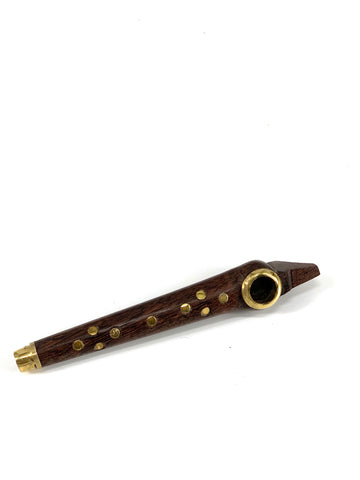 MAHOGANY MEDWAKH WITH DOTTED BRASS INLAYSo