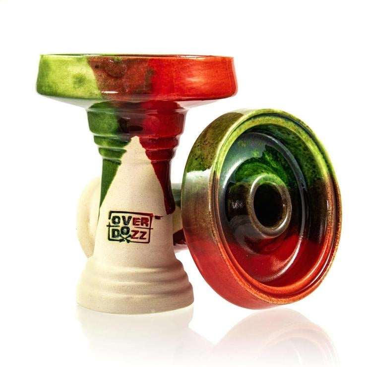 Overdozz Premium Phunnel Bowl G1 (Starbuzz Nar Compatible) - Green Red Over White Clay - Hookah Junkie