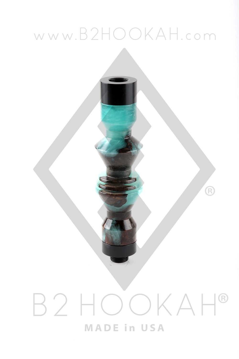 B2 Hookah Precious Cut Collection™ Electric Blue & Walnut Burl Wood - Hookah Junkie