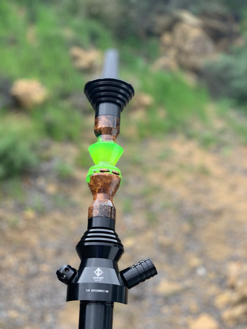 B2 Hookah® Precious Cut Collection™ Lightsaber Green & Walnut Burl Wood - Hookah Junkie