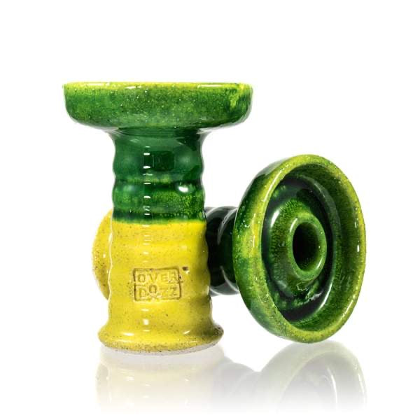 Overdozz Premium Phunnel Bowl G2-W White Clay - Green/Yellow - Hookah Junkie