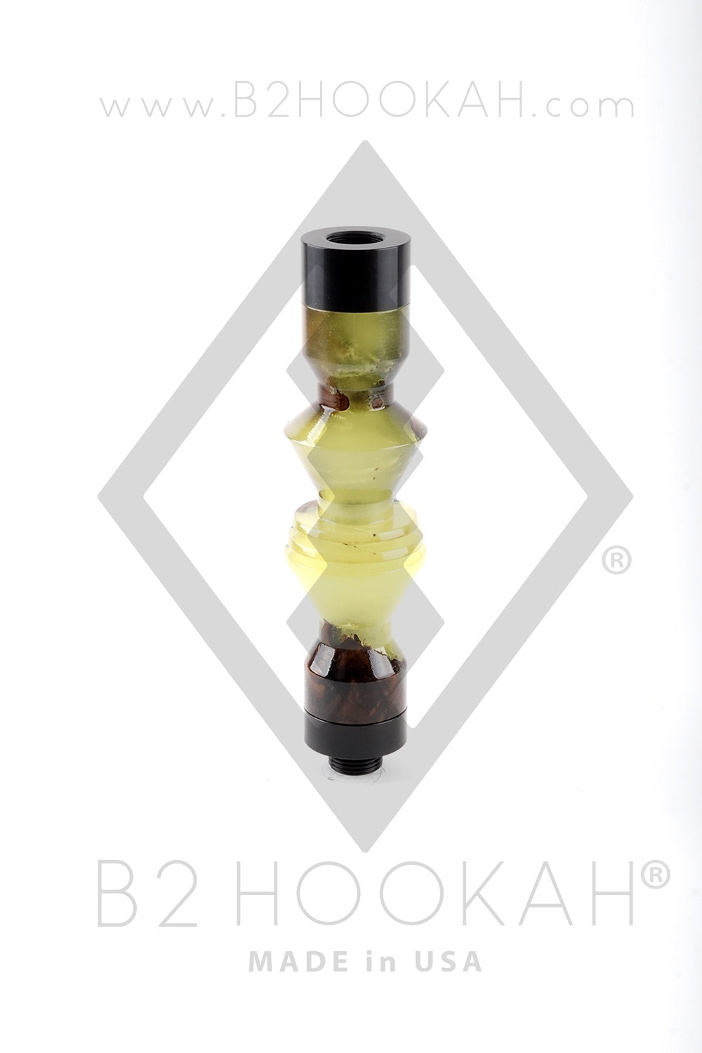 B2 Hookah Precious Cut Collection™ Blonde Green Glow & Walnut Burl Wood - Hookah Junkie