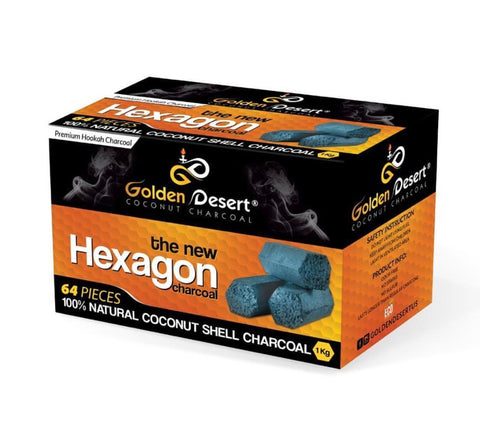 GOLDEN DESERT COCONUT CHARCOAL Hexagon - Hookah Junkie