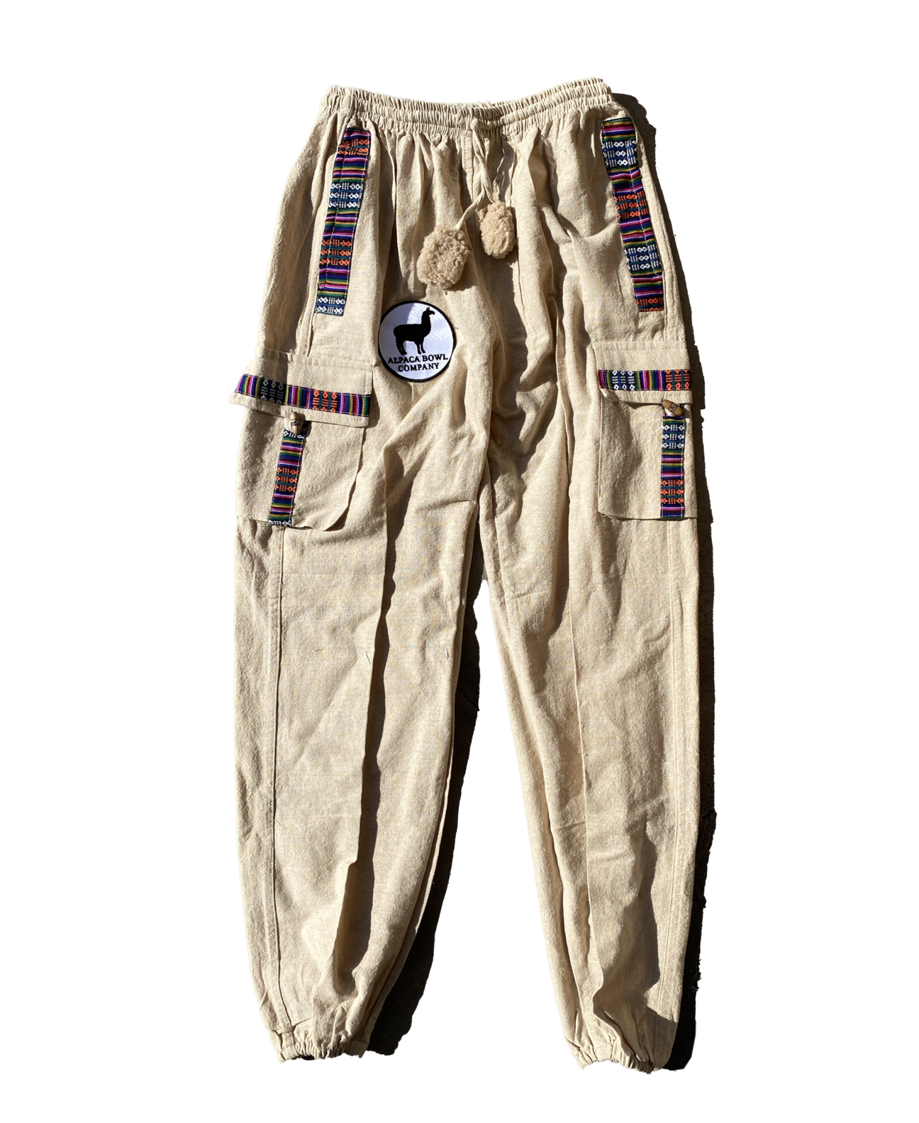 Alpaca Hand Stitched Beige Joggers w/ Real Alpaca Fur & Alpaca T-Shirt - Hookah Junkie