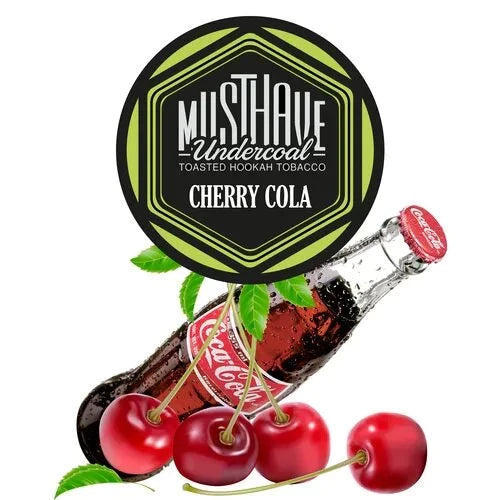 MustHave Undercoal Cherry Cola dark leaf hookah tobacco with cherry and cola flavor on a white background