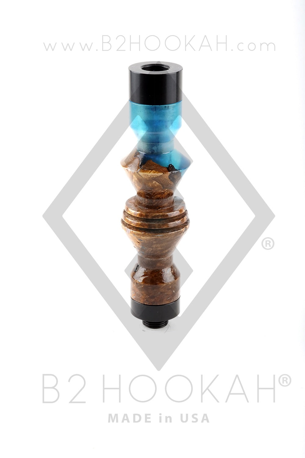 B2 Hookah® Precious Cut Collection™ Ocean Front Blue & Walnut Burl Wood - Hookah Junkie